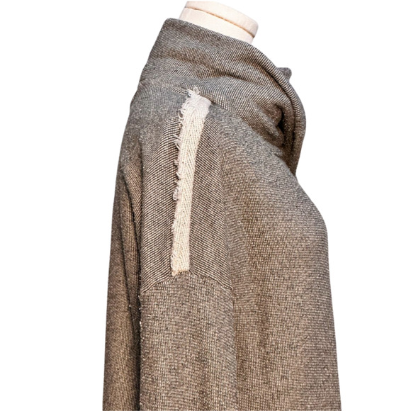 Nation LTD Gray Black Raw Edge Funnel Collar Asymmetric French Terry Cardigan XS - Picture 5 of 10